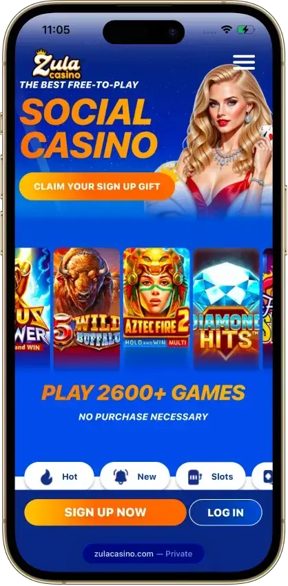 Zula Casino games screen